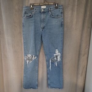 Agolde Size 31 Blue Jeans with Distressed Details